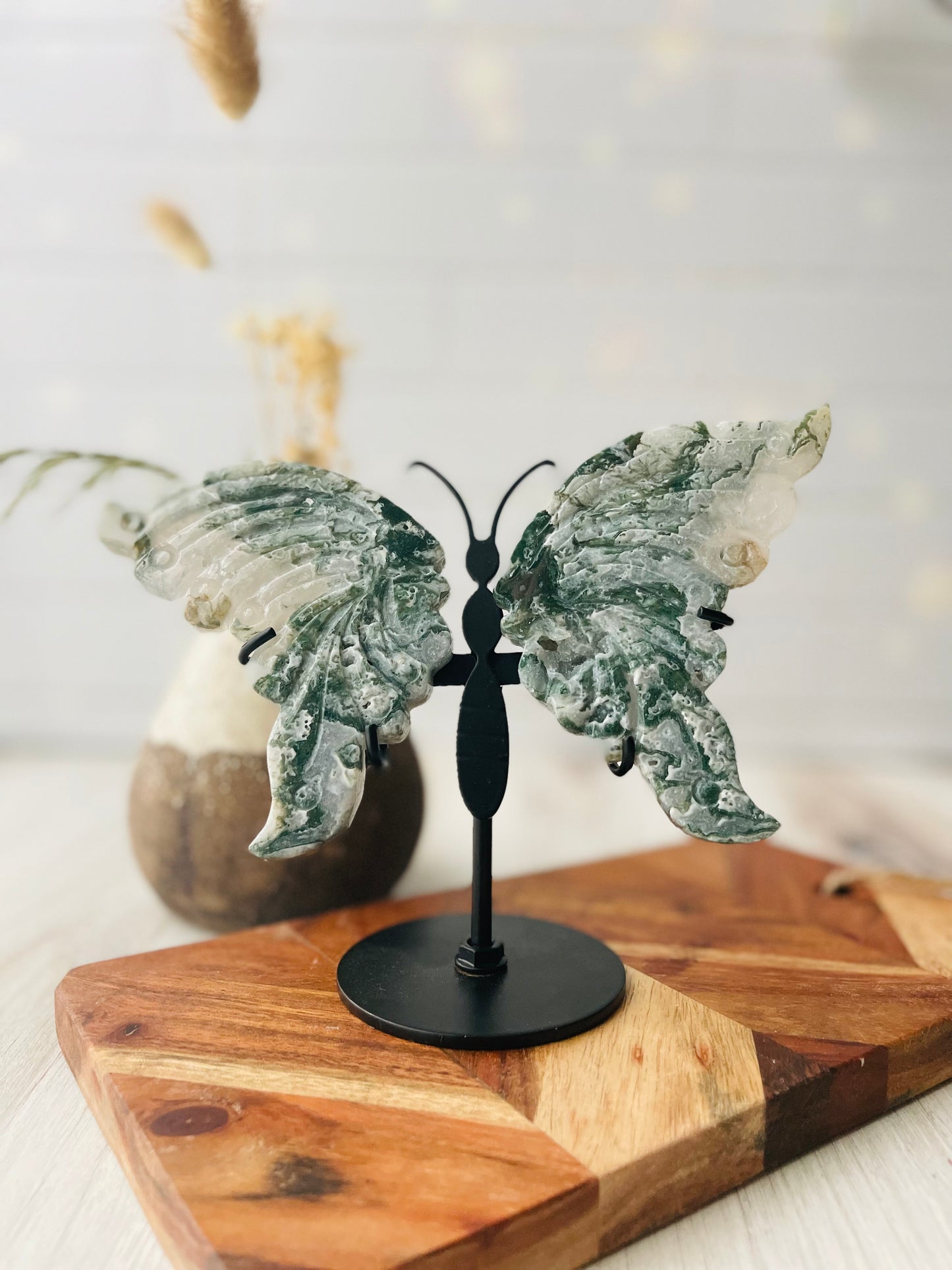 Moss Agate Butterfly Wings - Small