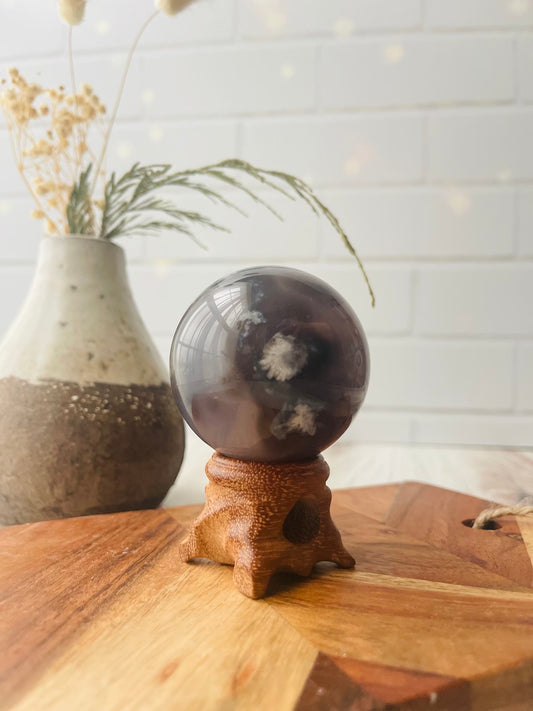 Black Flower Agate Sphere